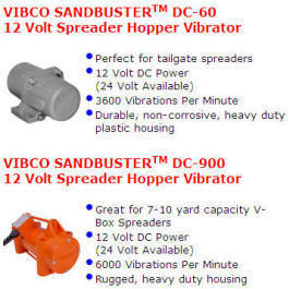Vibco sand and salt spreader hopper vibrators